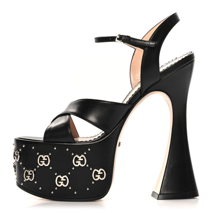 Gucci Malaga Kid Interlocking G Studs 155mm Platform Sandals 36 Perfect Black 1 of 9