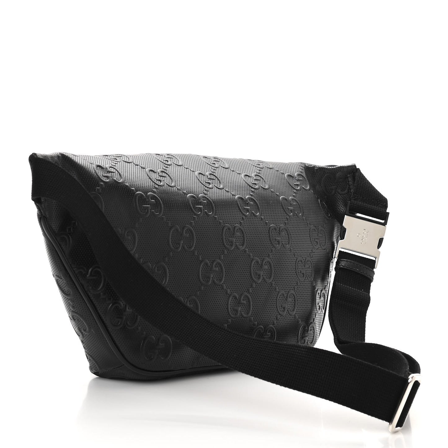Calfskin GG Tennis Embossed Pocket Belt Bag Black