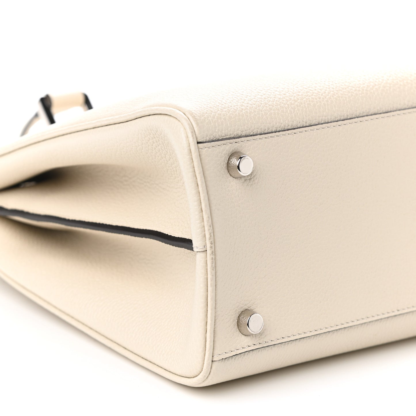 Grainy Calfskin Medium Zumi Top Handle Bag Mystic White