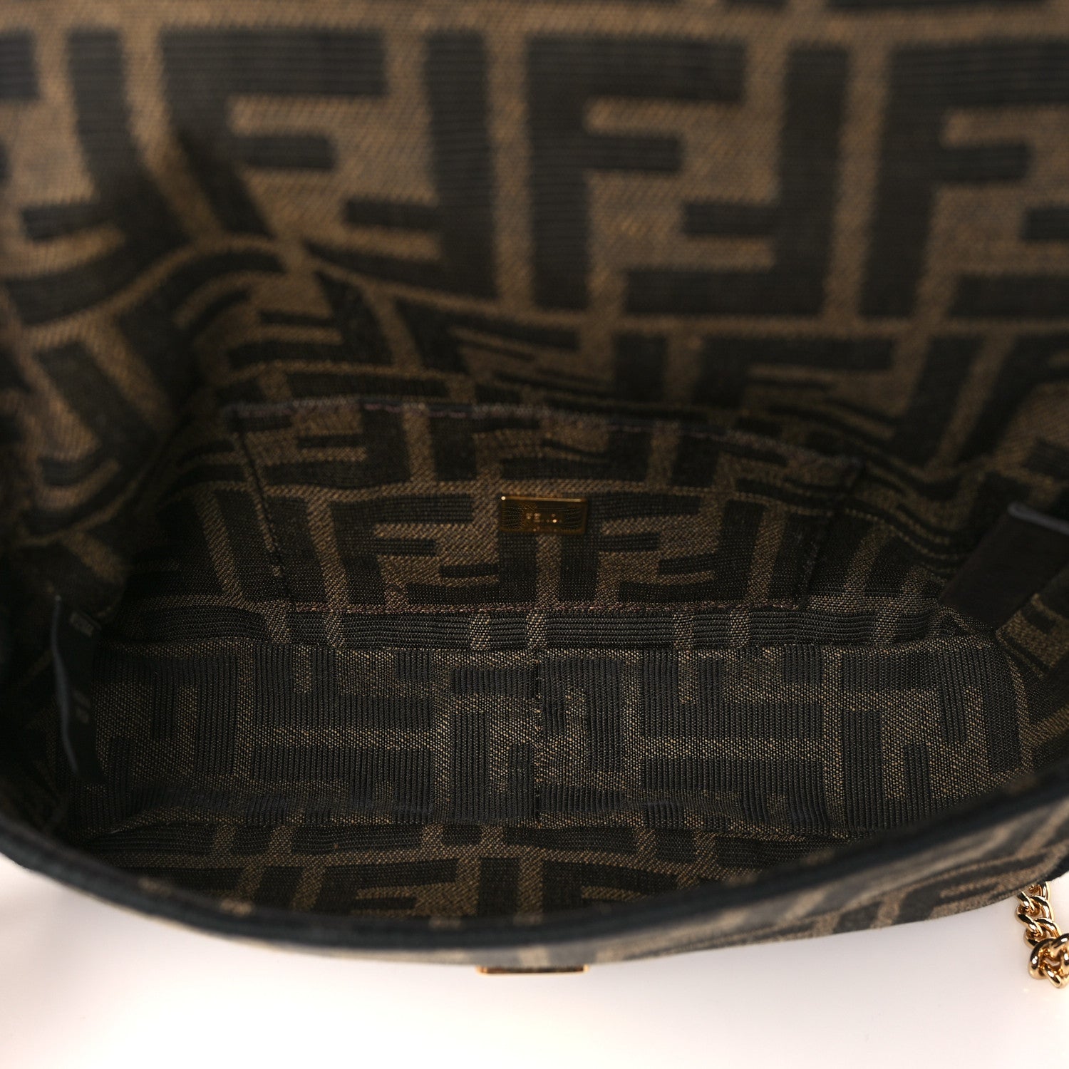 Fendi Fabric Jacquard FF 1974 Mini Baguette Tobacco Moro Black 5 of 11