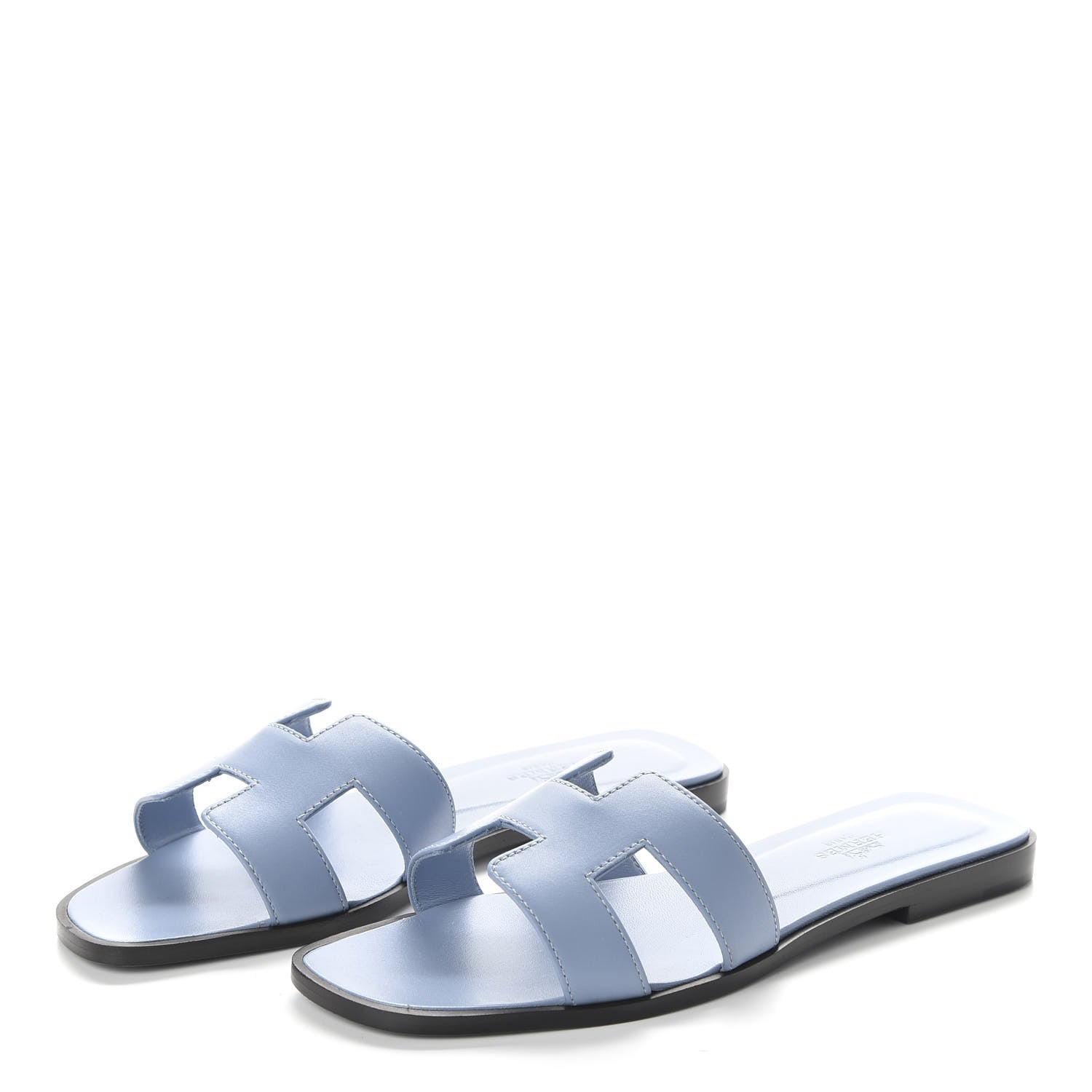Hermes Calfskin Oran Sandals 37.5 Bleu Bleuet 3 of 10