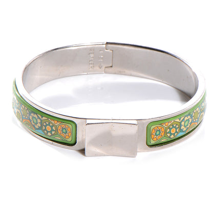 Hermes Enamel Printed Narrow Millefiori Bracelet 62 Green 1 of 5