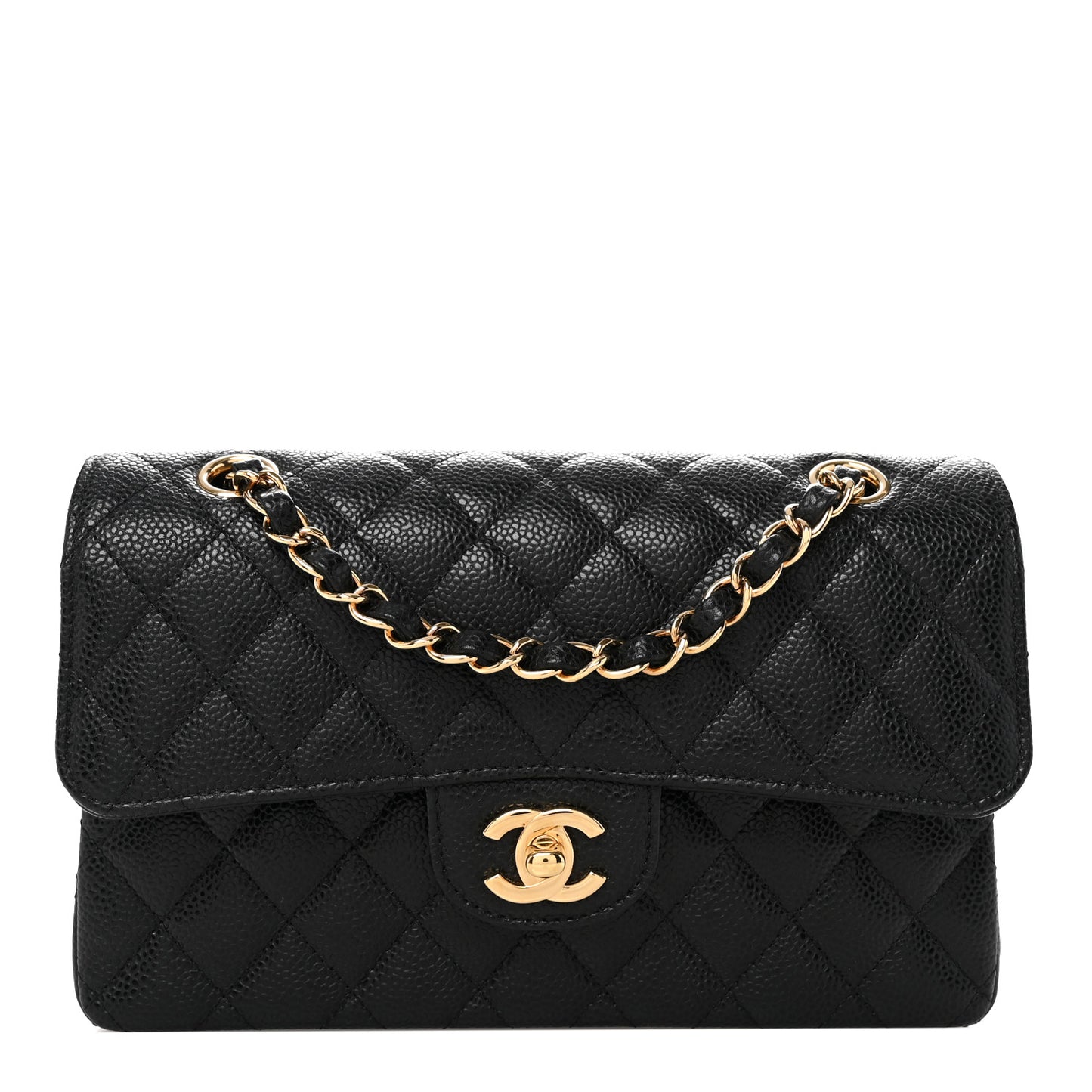 Caviar Quilted Small Double Flap Black