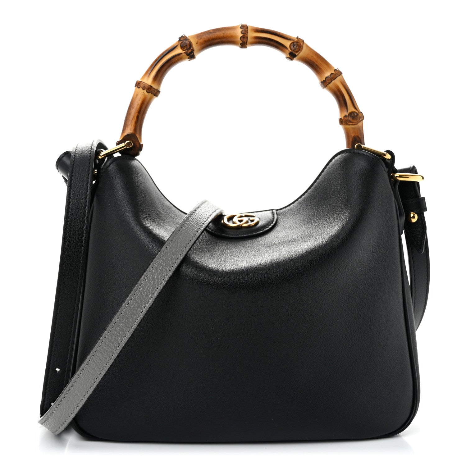 Gucci Softy Wonka Textured Dollar Calfskin Small Diana Shoulder Bag  Black Dusty Grey 1 of 11