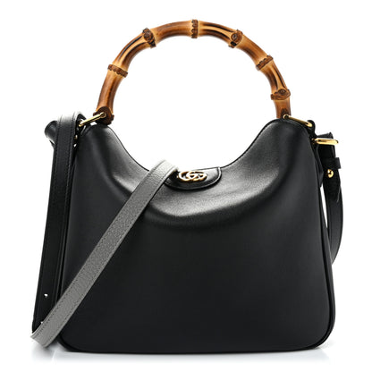 Gucci Softy Wonka Textured Dollar Calfskin Small Diana Shoulder Bag  Black Dusty Grey 1 of 11