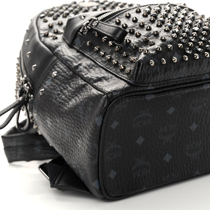 MCM Visetos Swarovski Studded Small Diamond Backpack Black 10 of 11