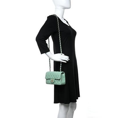Chanel Lambskin Quilted Mini Rectangular Flap Light Green 2 of 9