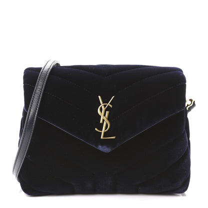 Saint Laurent Velvet Y Quilted Monogram Toy Loulou Crossbody Navy 1 of 11