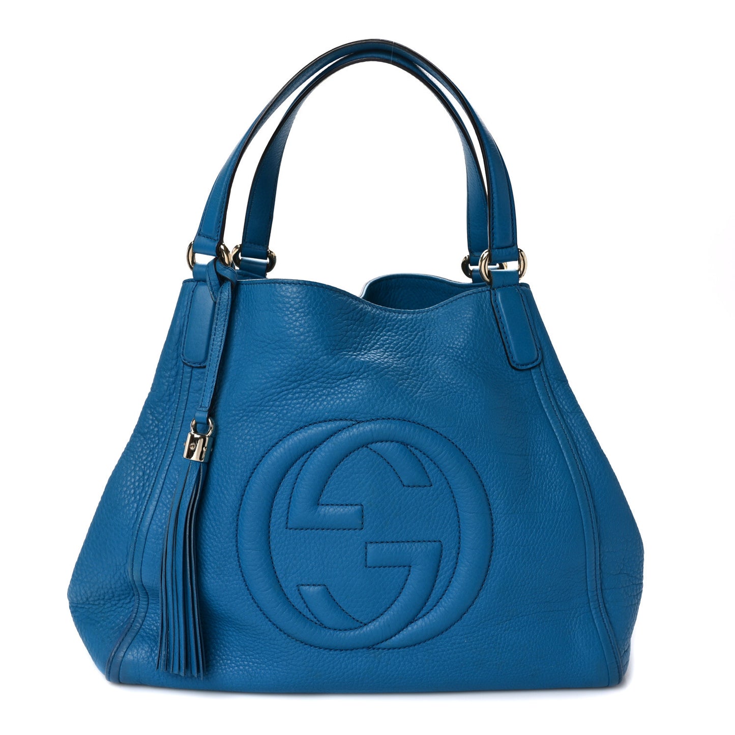 Pebbled Calfskin Medium Soho Shoulder Bag Riviera Blue