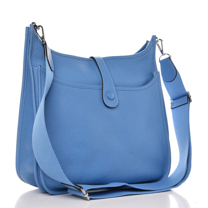 Hermes Taurillon Clemence Evelyne III GM Bleu Paradis 3 of 9