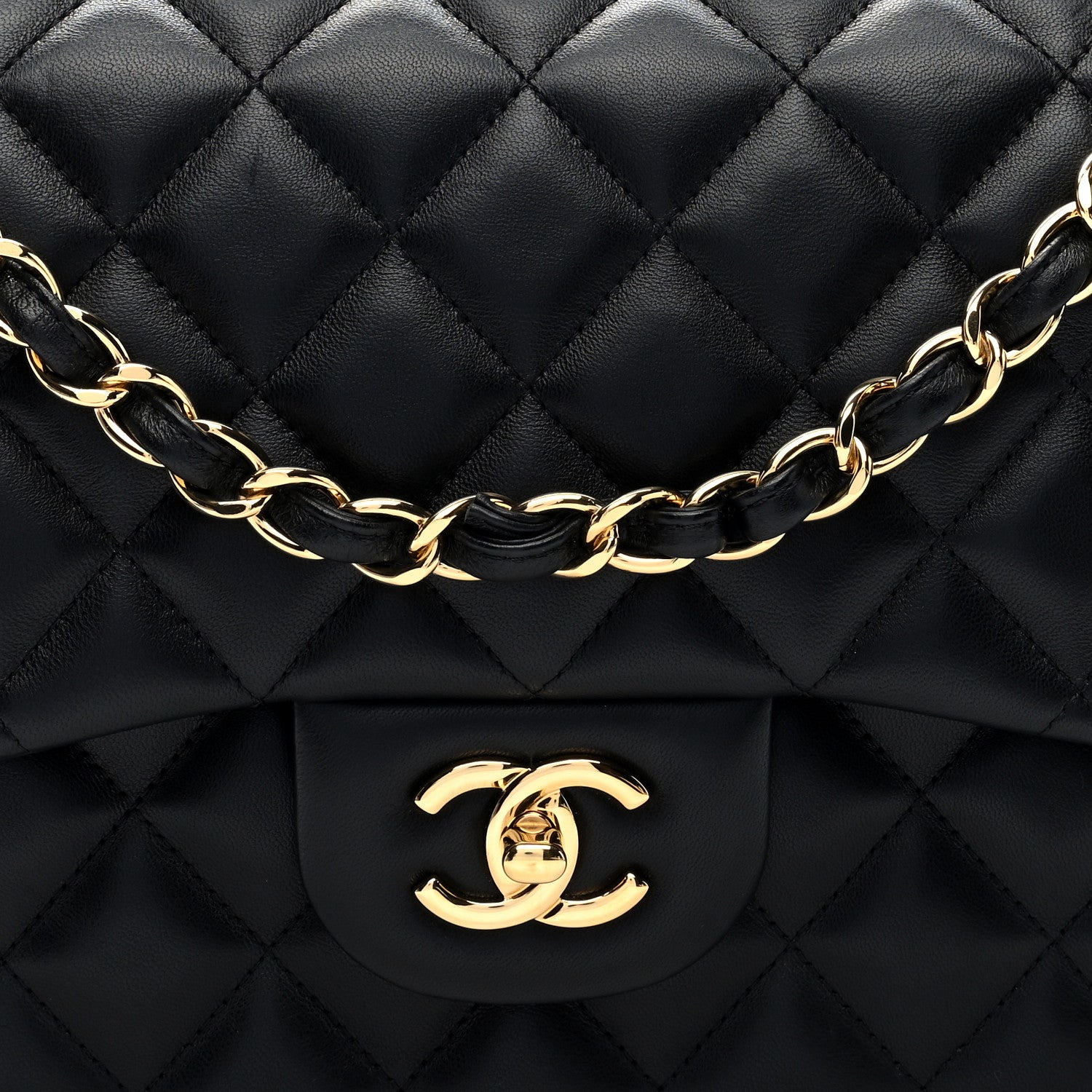 Chanel Lambskin Quilted Jumbo Double Flap Black 8 of 10