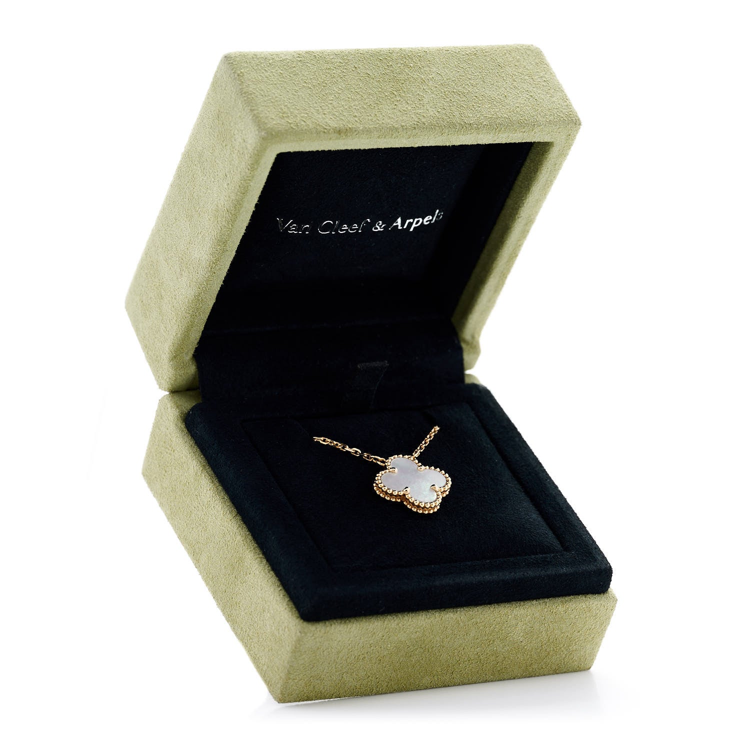 Van Cleef & Arpels 18K Yellow Gold Mother of Pearl Vintage Alhambra Pendant Necklace 6 of 6