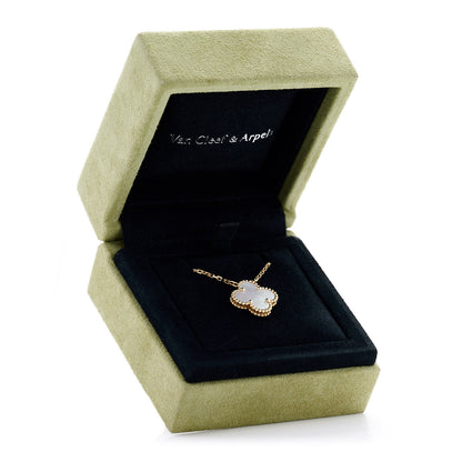 Van Cleef & Arpels 18K Yellow Gold Mother of Pearl Vintage Alhambra Pendant Necklace 6 of 6