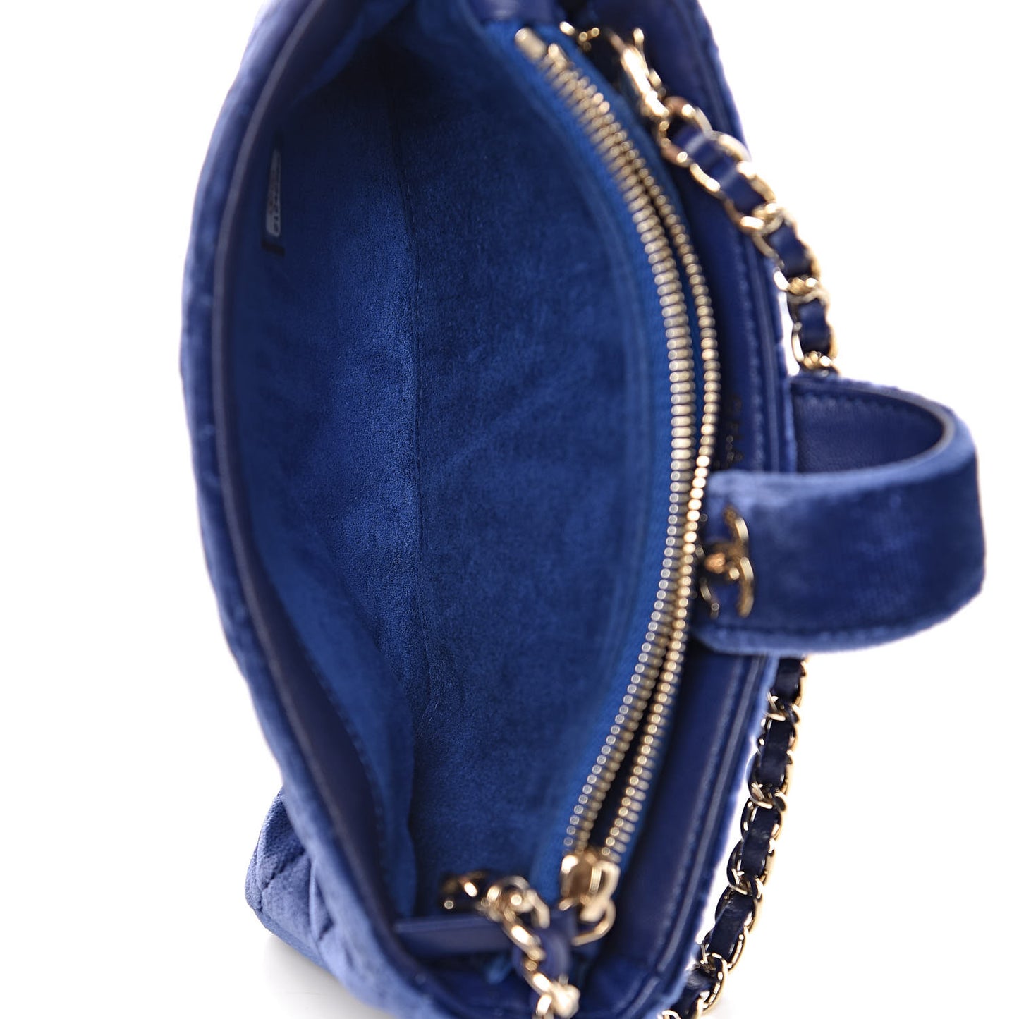Velvet Quilted Mini Phone Holder Crossbody Bag Blue