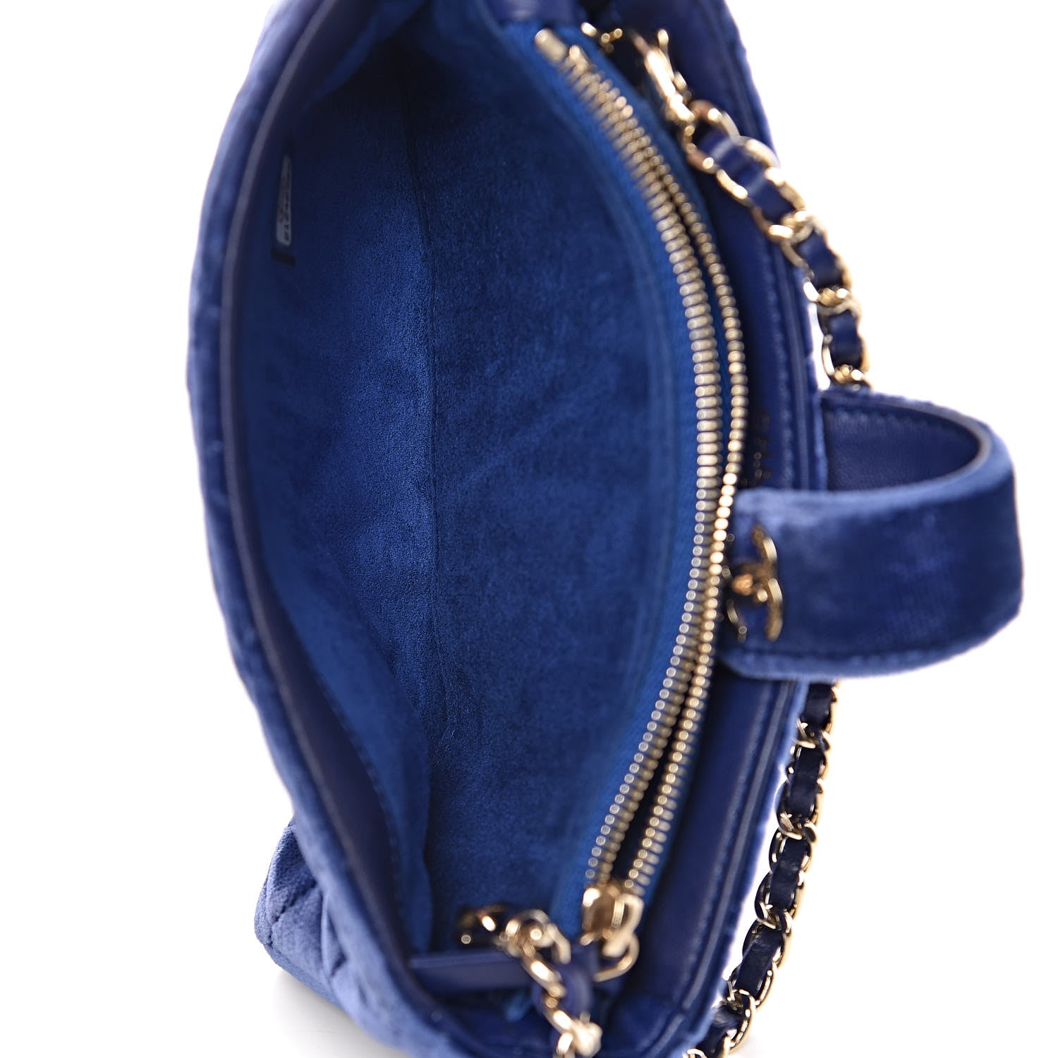 Chanel Velvet Quilted Mini Phone Holder Crossbody Bag Blue 5 of 12