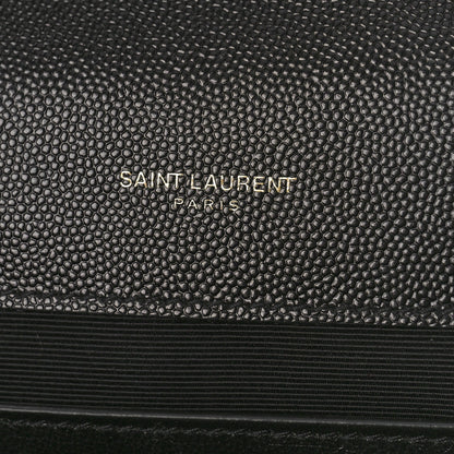 Saint Laurent Grain De Poudre Textured Mixed Matelasse Triquilt Medium Monogram Satchel Black 6 of 8