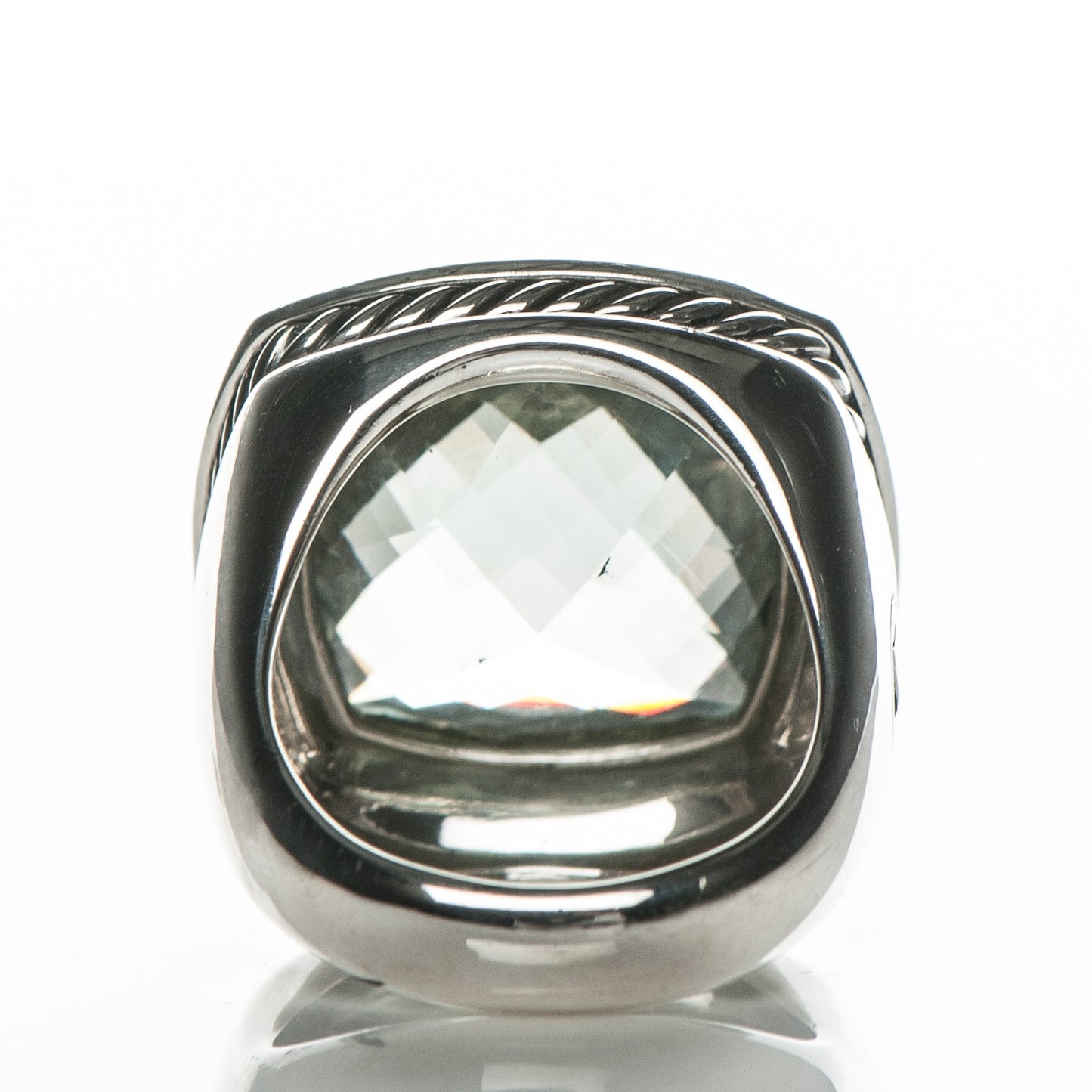 Sterling Silver Diamond Prasiolite 17mm Albion Ring 52 6