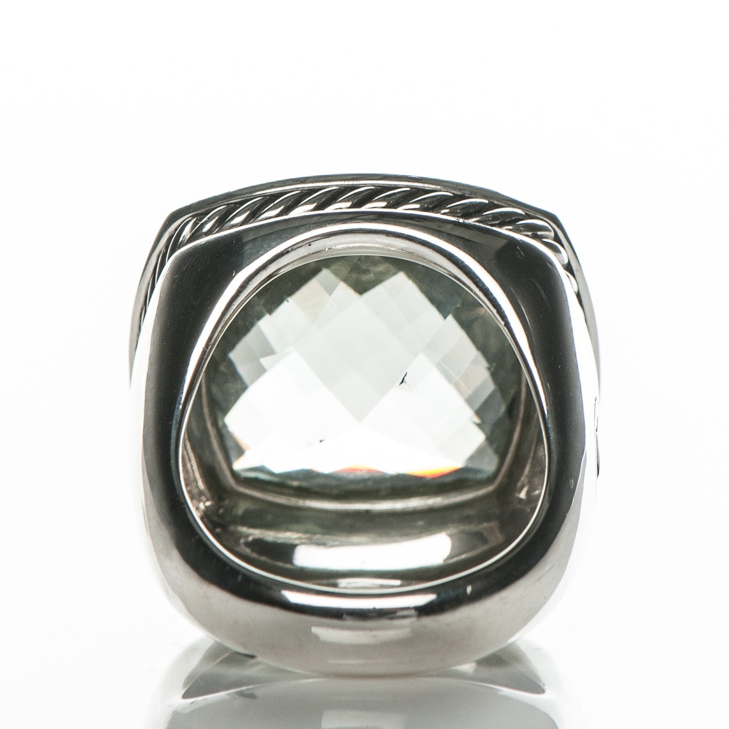 David Yurman Sterling Silver Diamond Prasiolite 17mm Albion Ring 52 6 3 of 5