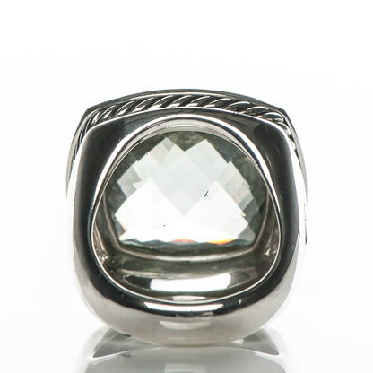 David Yurman Sterling Silver Diamond Prasiolite 17mm Albion Ring 52 6 3 of 5