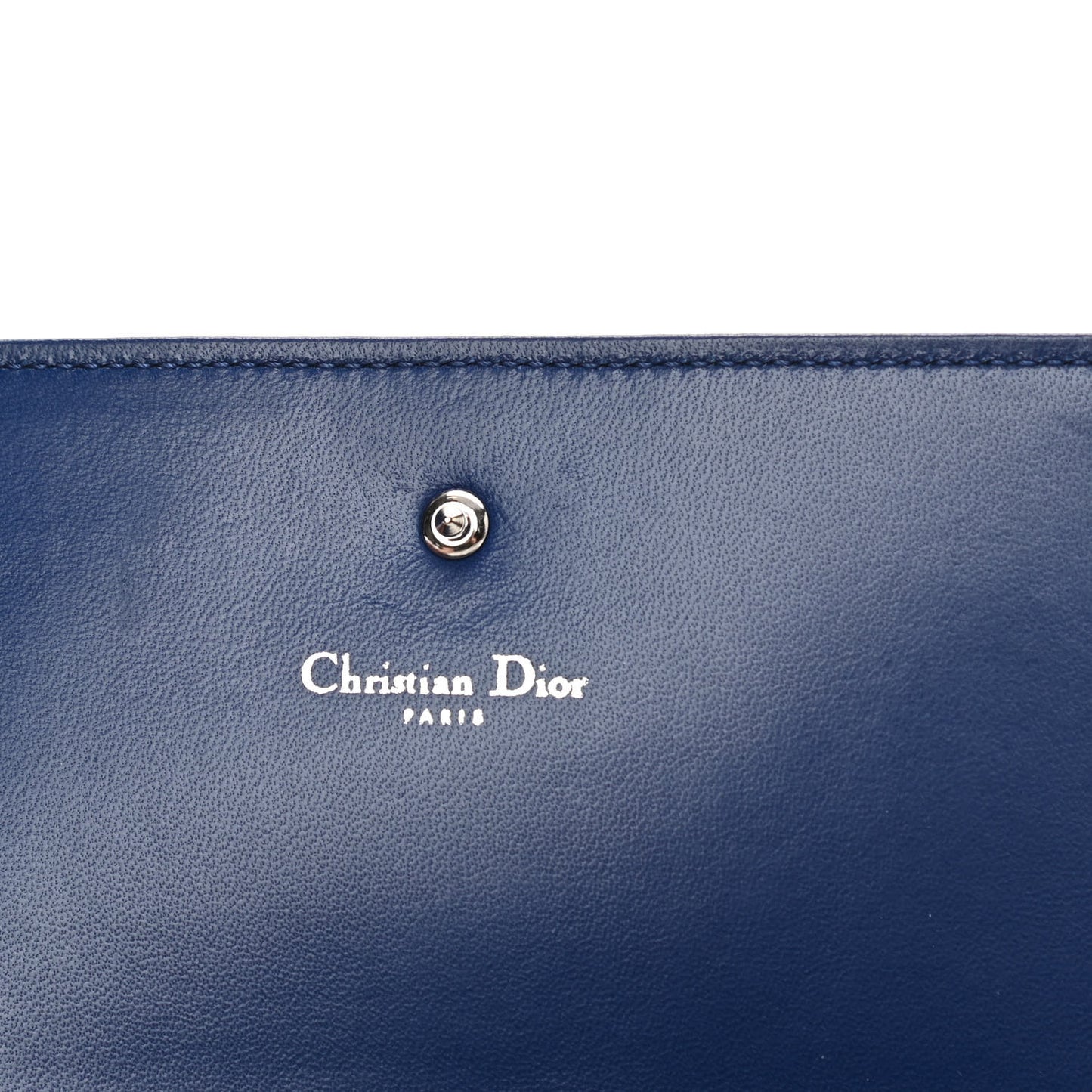 Grained Calfskin Diorama Croisiere Chain Wallet Blue