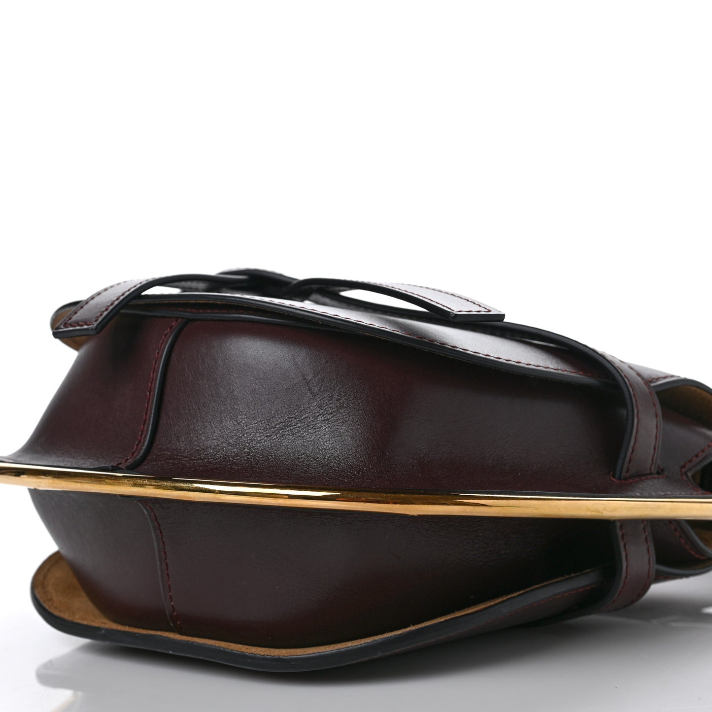 Calfskin Small Metal Gate Crossbody Bag Oxblood