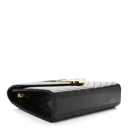 Saint Laurent Lambskin Matelasse Chevron Medium Monogram Satchel Black 4 of 11
