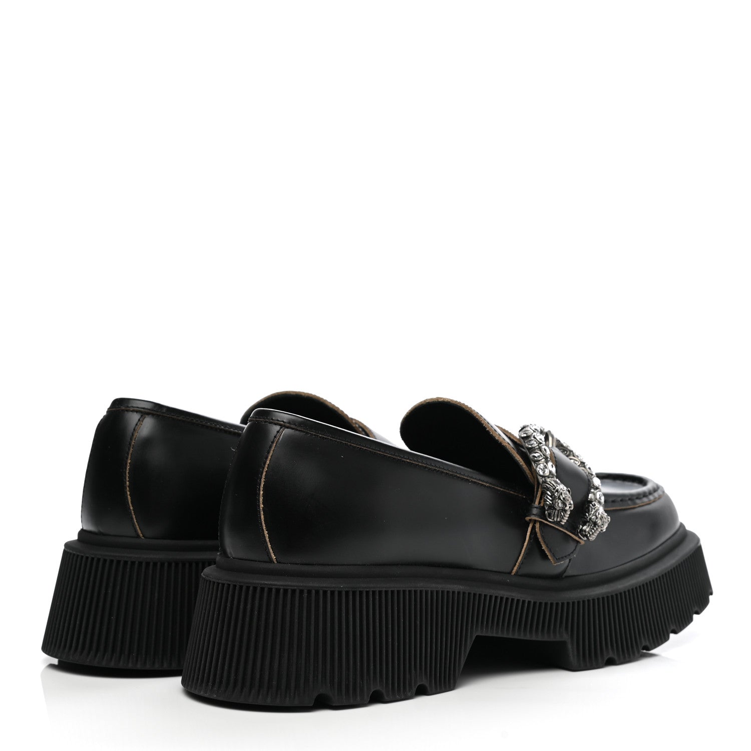 Gucci Cordovan Lux Dionysus Hunder Loafers 39 Black 3 of 12