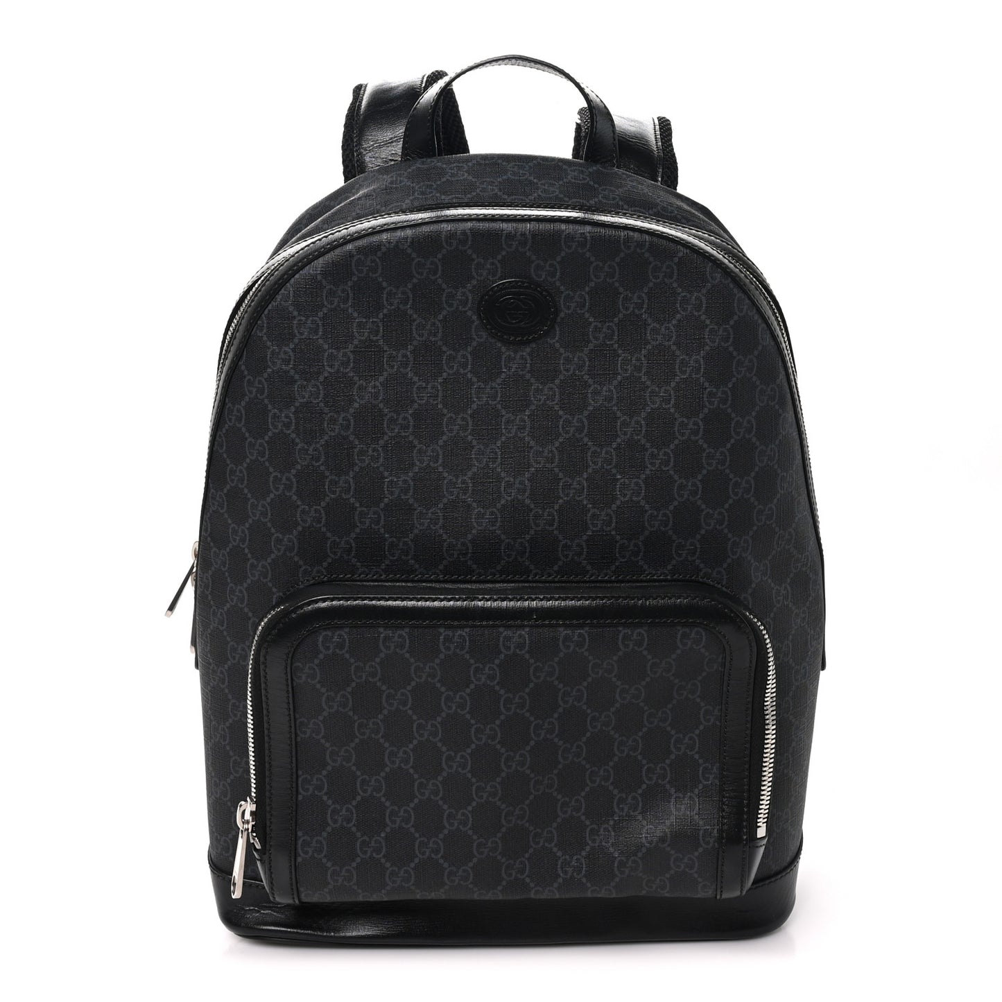 GG Supreme Monogram Textured Calfskin Retro Interlocking G Backpack Black