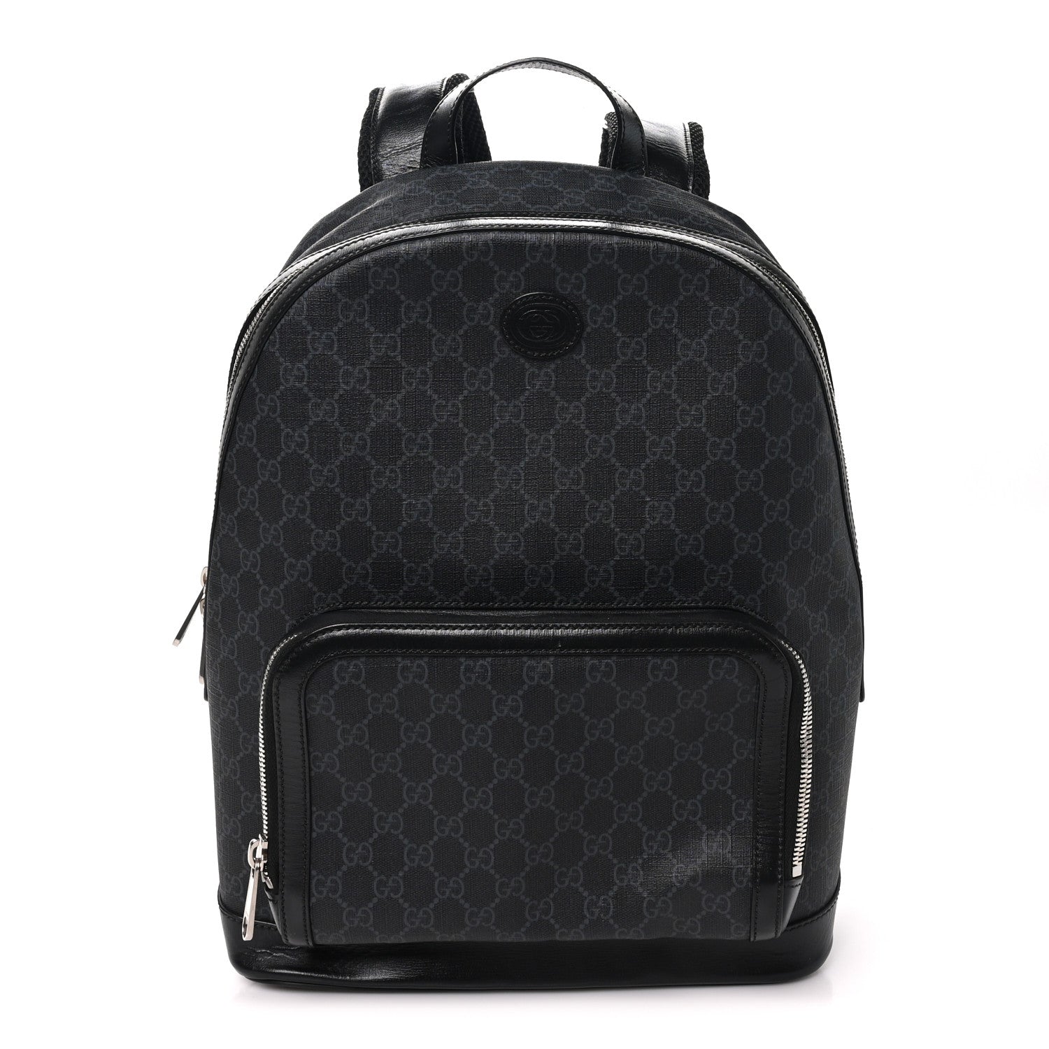 Gucci GG Supreme Monogram Textured Calfskin Retro Interlocking G Backpack Black 1 of 10
