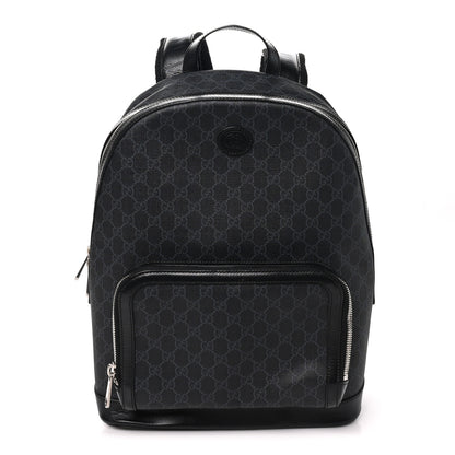 Gucci GG Supreme Monogram Textured Calfskin Retro Interlocking G Backpack Black 1 of 10