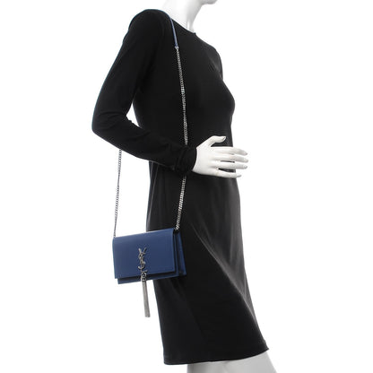 Saint Laurent Smooth Calfskin Classic Monogram Kate Tassel Chain Wallet Denim 2 of 7