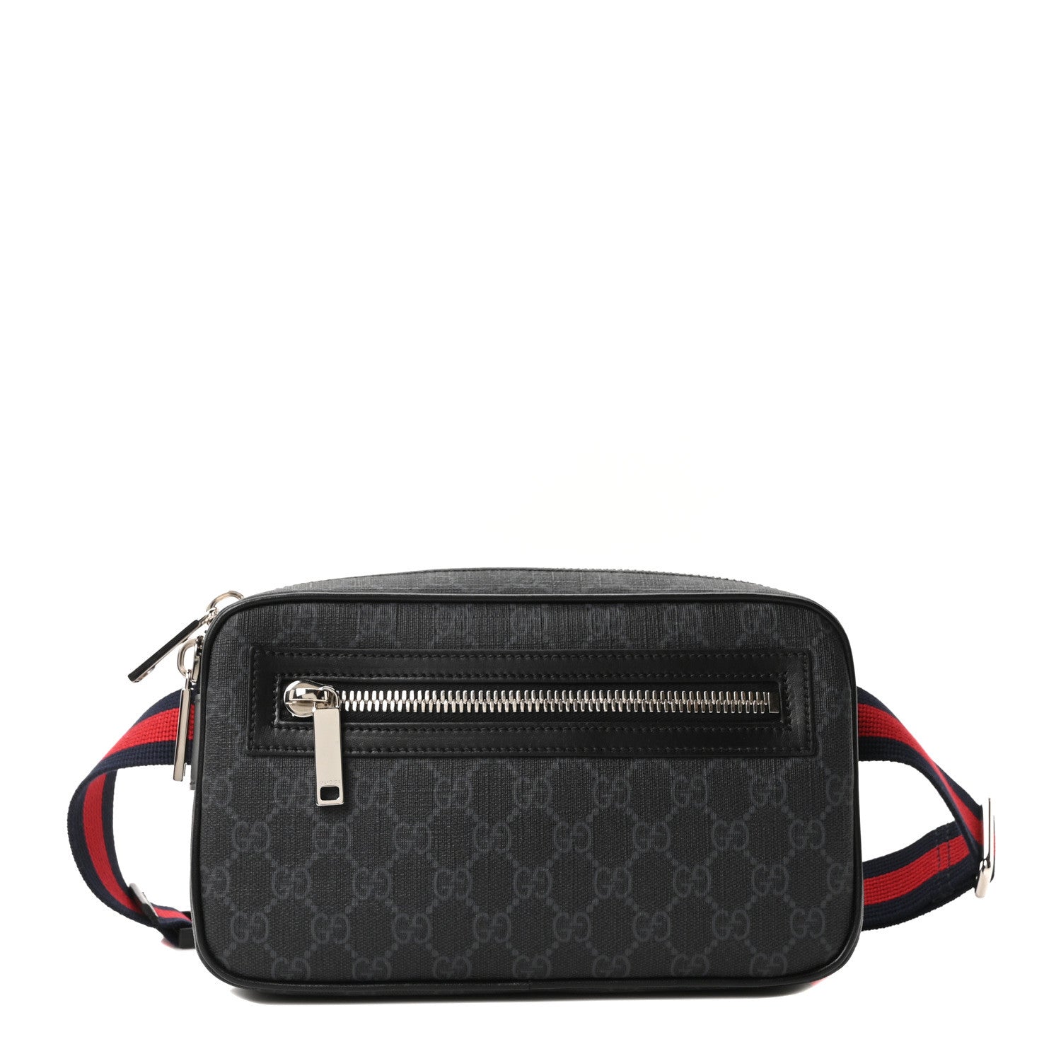 Gucci Soft GG Supreme Monogram Web Belt Bag Black Grey 1 of 10