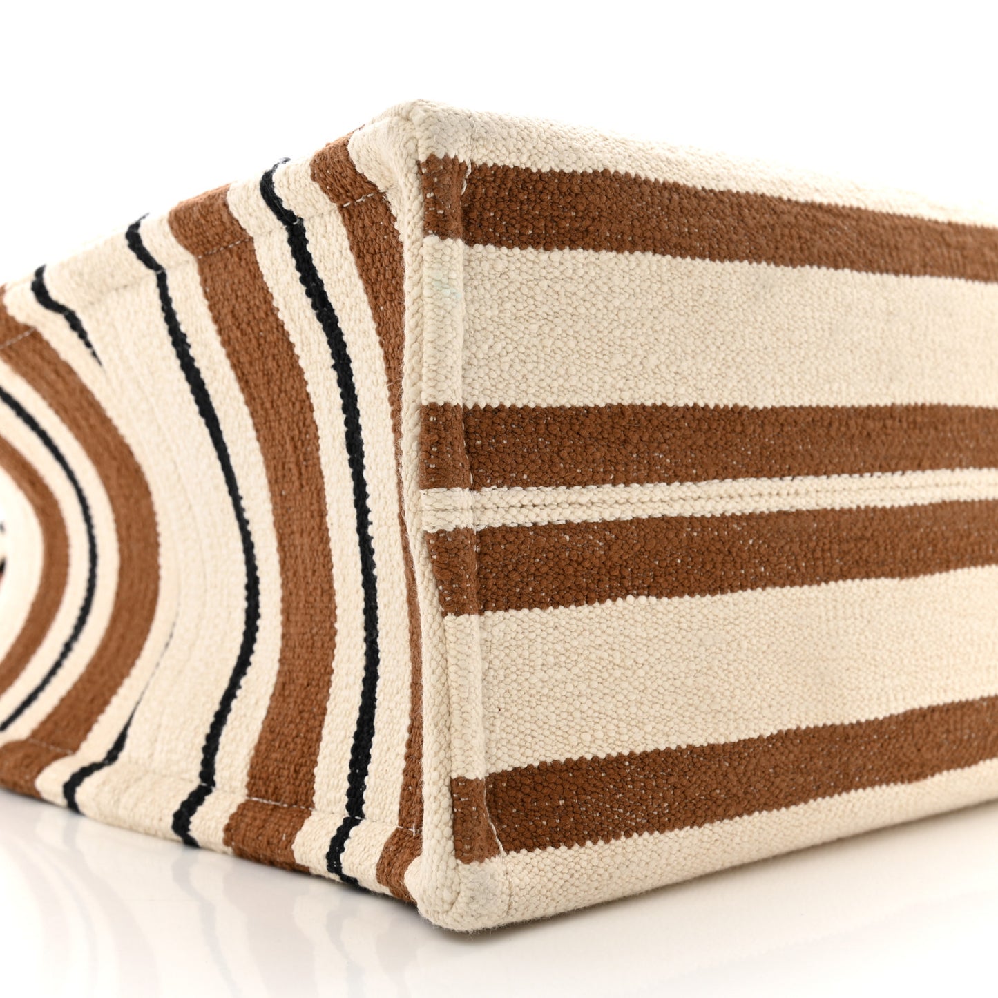 Jacquard Striped Large Cabas Thais White Brown