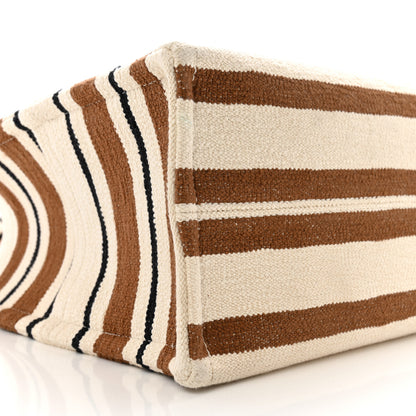 Celine Jacquard Striped Large Cabas Thais White Brown 8 of 11