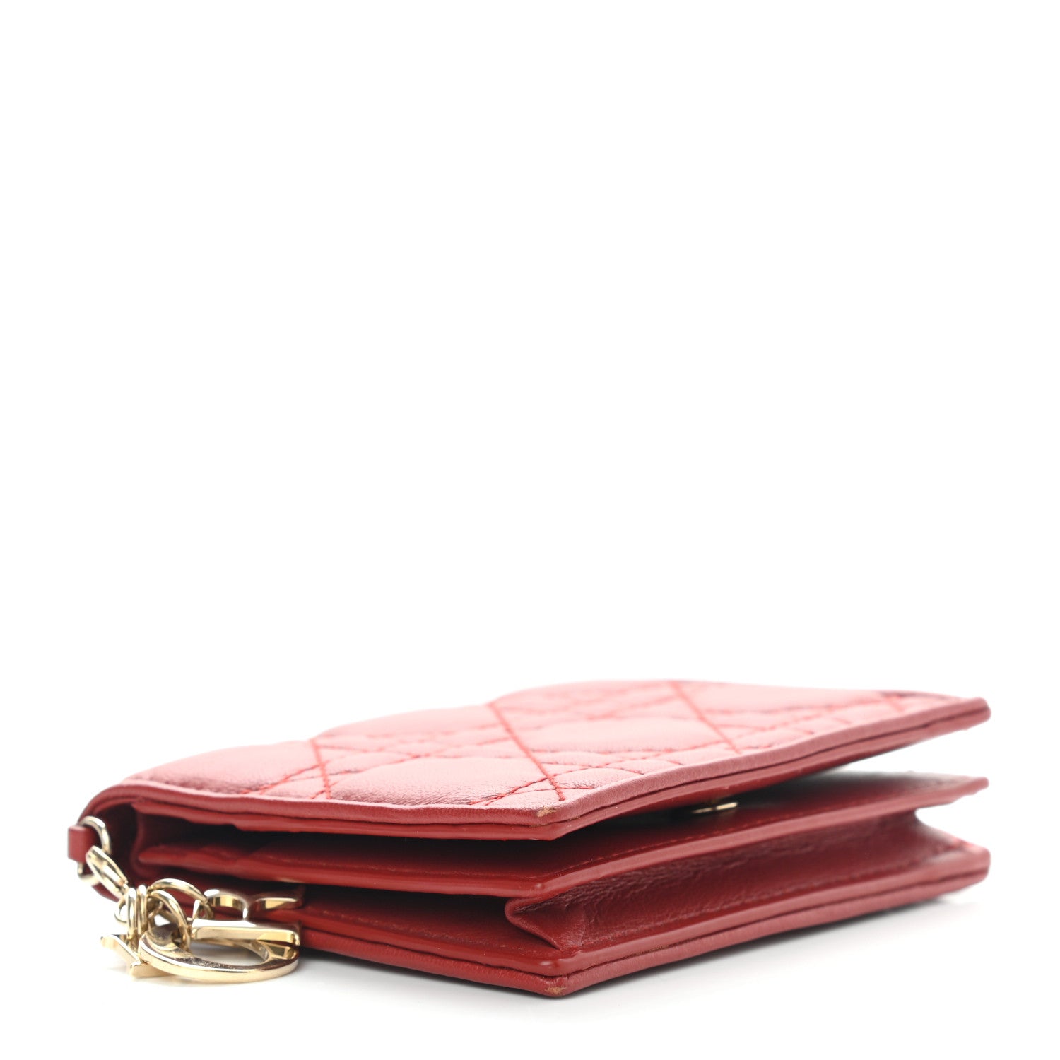 Christian Dior Lambskin Cannage Mini Lady Dior Wallet Red 4 of 8