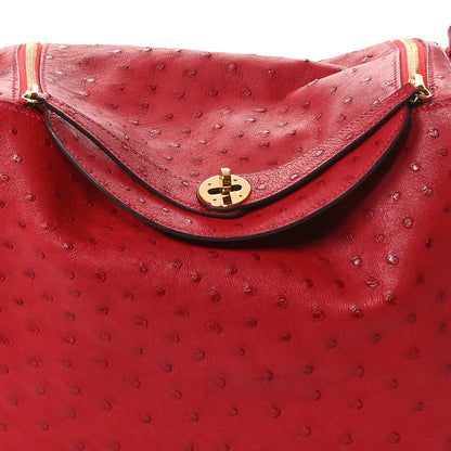Hermes Ostrich Verso Lindy 30 Rouge De Coeur Rouge Piment 8 of 12