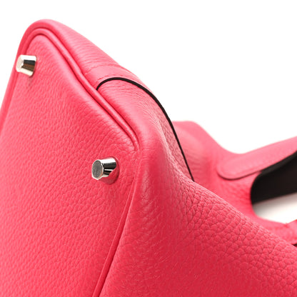 Hermes Taurillon Clemence Swift Eclat Picotin Lock 18 PM Framboise Rouge Sellier 12 of 13