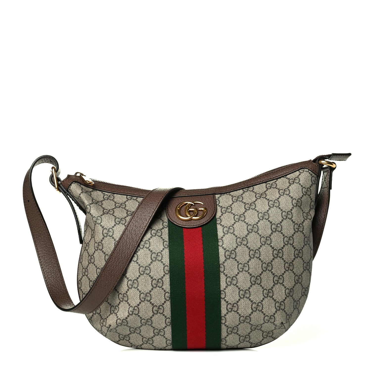 Gucci GG Supreme Monogram Web Small Ophidia Half Moon Hobo Brown 1 of 6