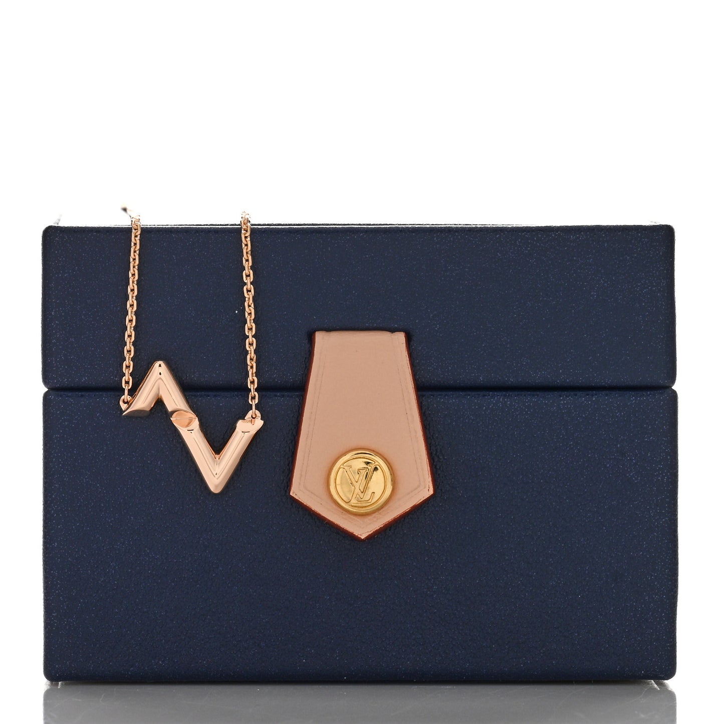 18K Pink Gold LV Volt Upside Down Pendant Necklace