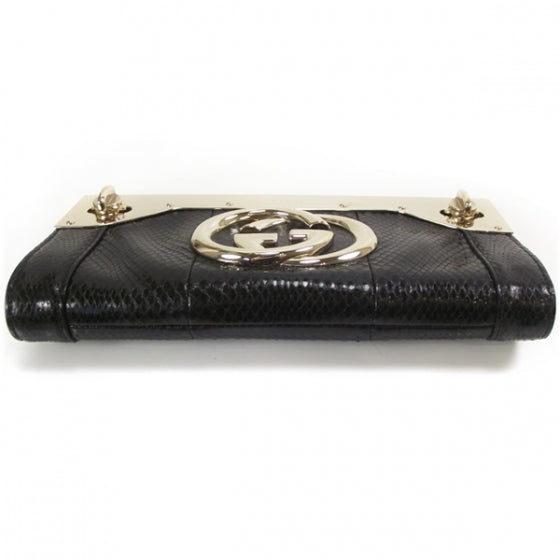 Python Britt Interlocking G Starlight Clutch Black