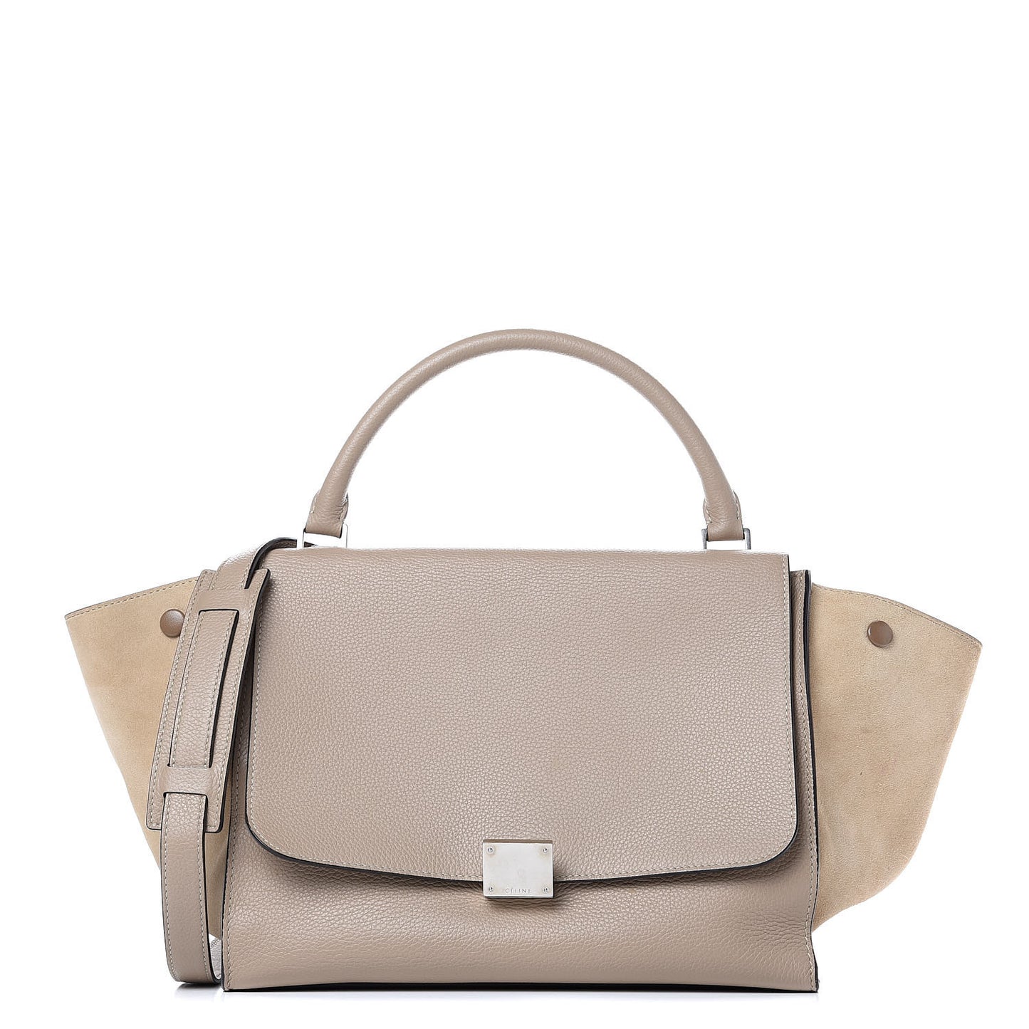 Drummed Calfskin Suede Medium Trapeze Dune