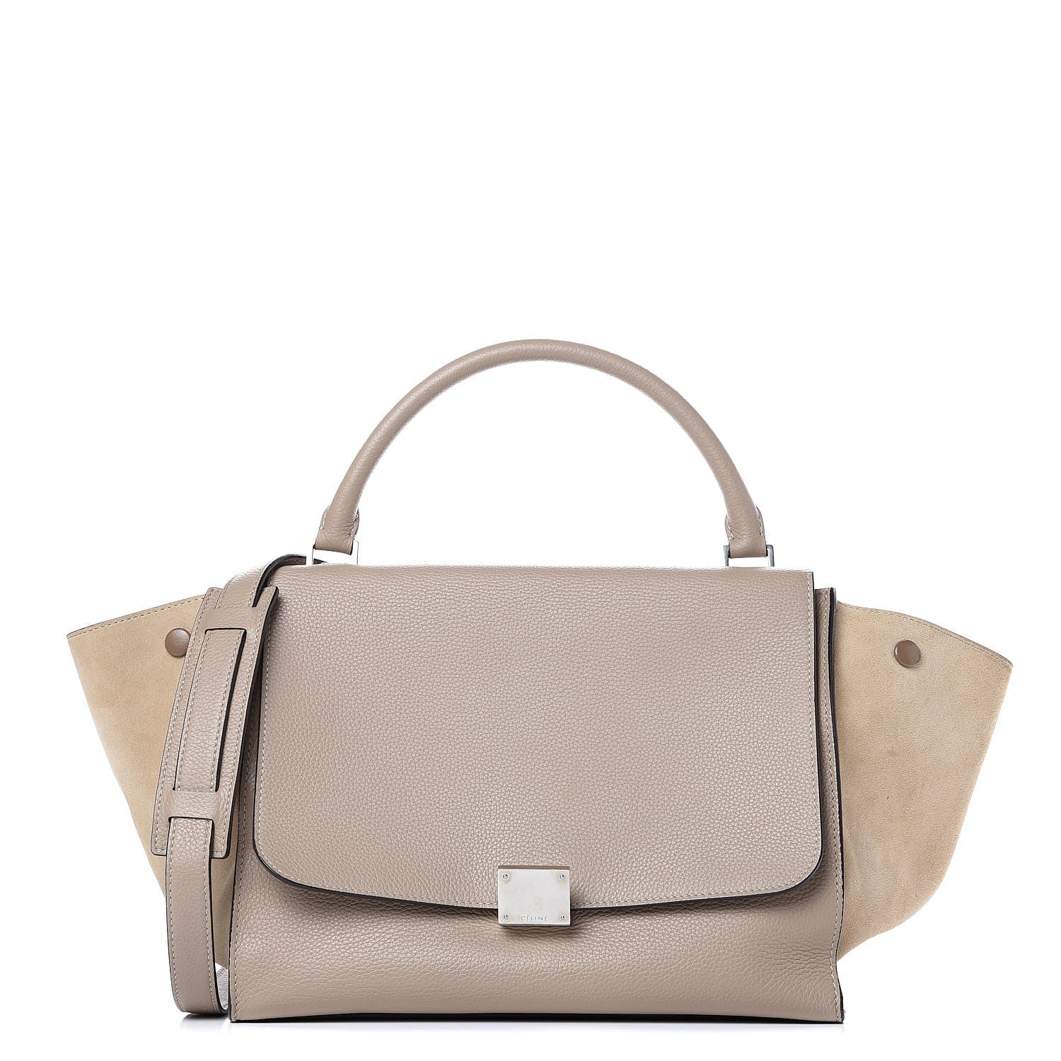 Celine Drummed Calfskin Suede Medium Trapeze Dune 1 of 13