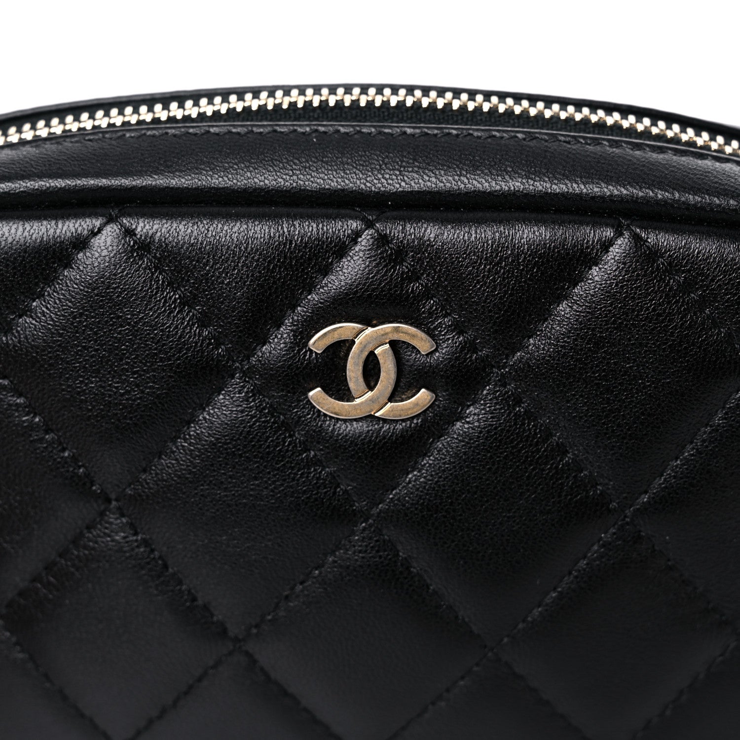 Chanel Lambskin Quilted Small Curvy Pouch Cosmetic Case Black 10 of 10