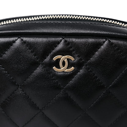 Chanel Lambskin Quilted Small Curvy Pouch Cosmetic Case Black 10 of 10