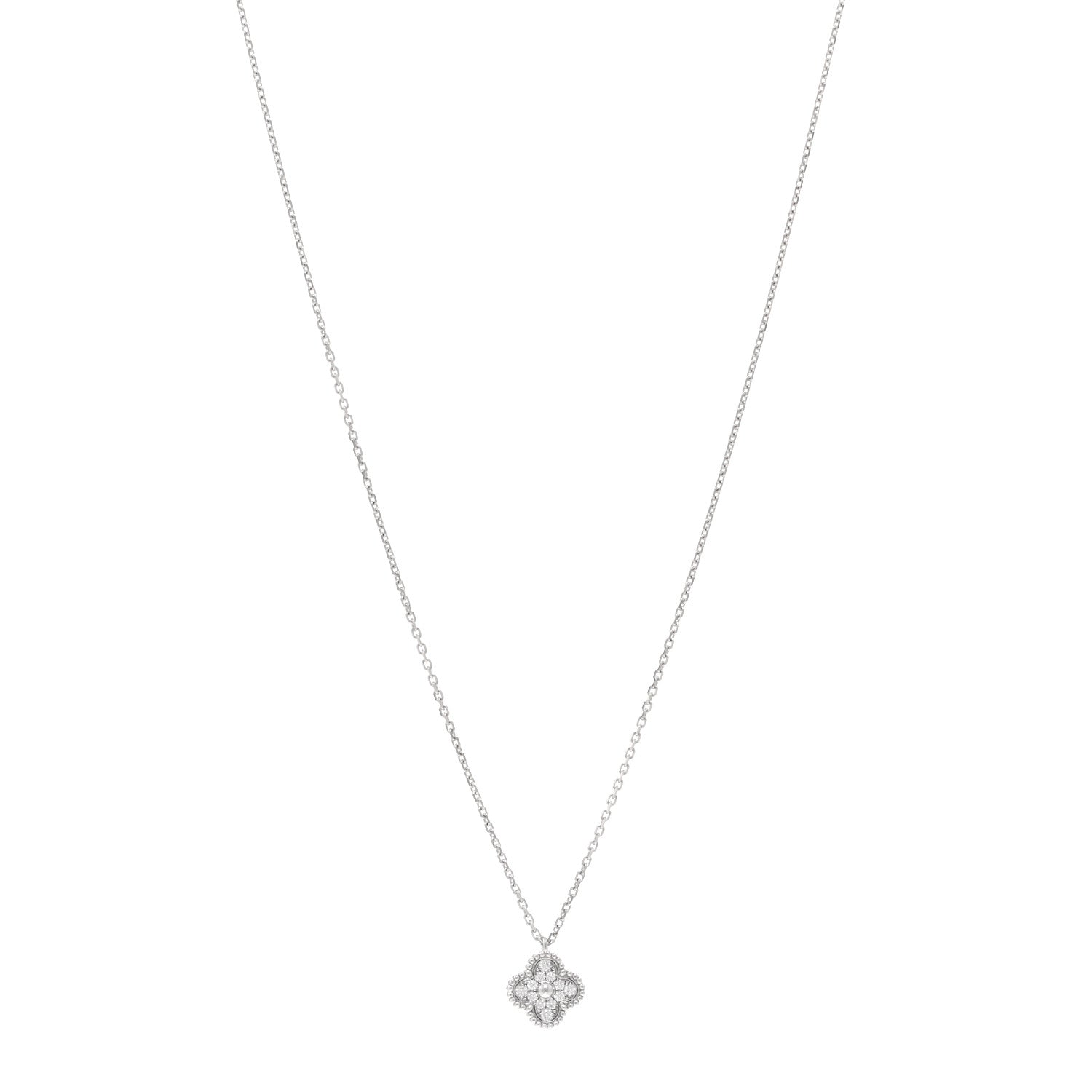 Van Cleef & Arpels VAN CLEEF & ARPELS 18K White Gold Diamond Sweet Alhambra Pendant Necklace 1 of 6
