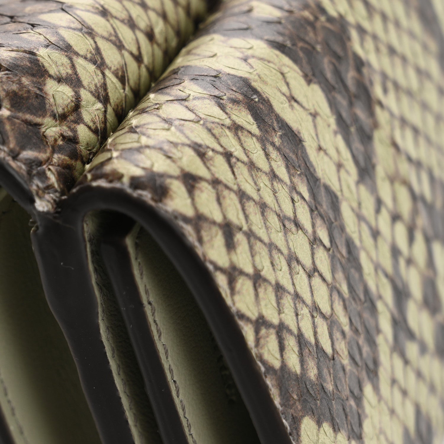 Fendi Elaphe Vitello Grace Python Print Micro Trifold Wallet Green Tea 9 of 15