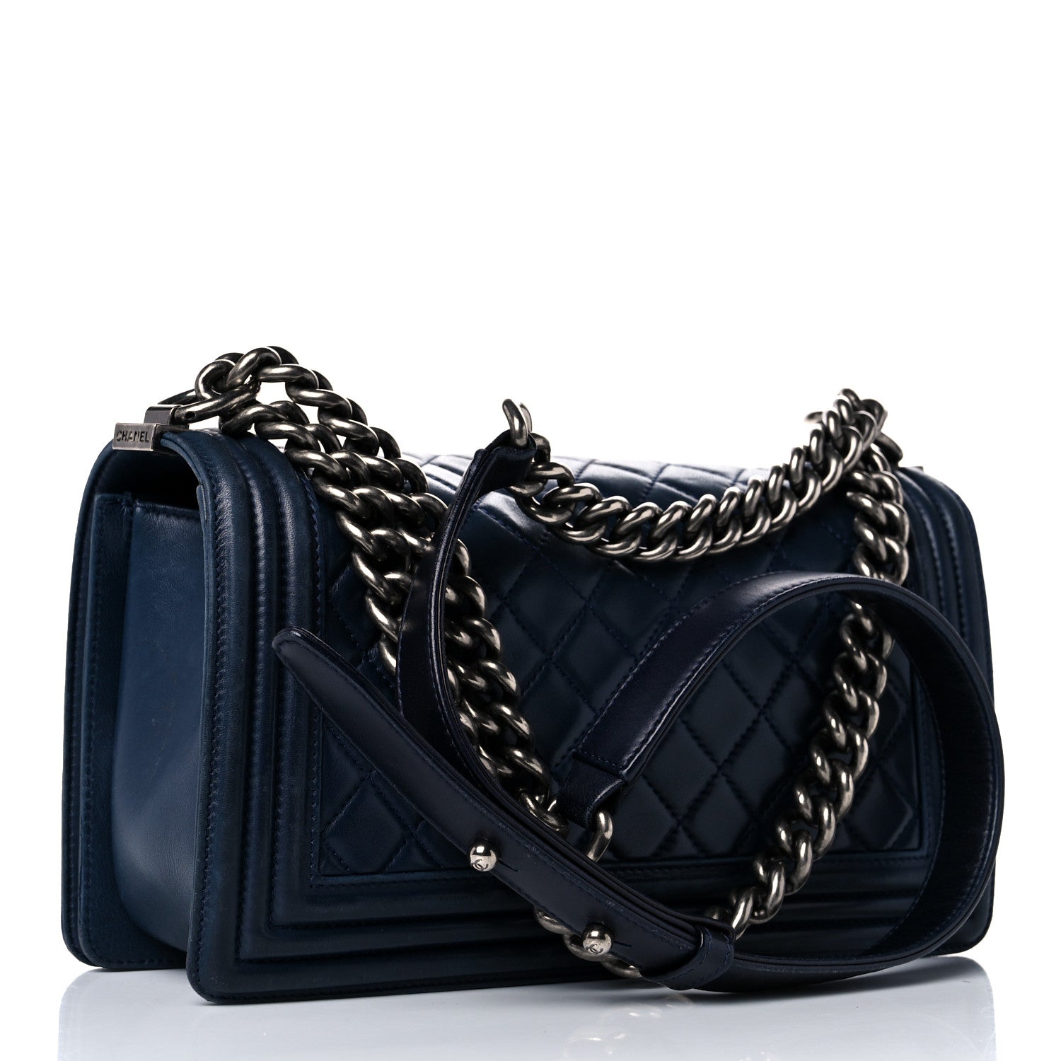 Chanel Lambskin Quilted Medium Boy Flap Dark Navy 3 of 25