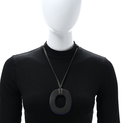 Hermes Buffalo Horn Lacquered Isthme Pendant Necklace Bleu 3 of 4
