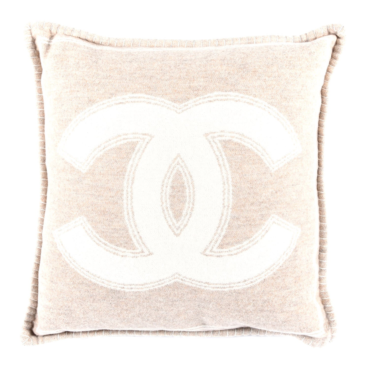 Chanel Merino Wool Cashmere CC Pillow Beige Off White 2 of 3