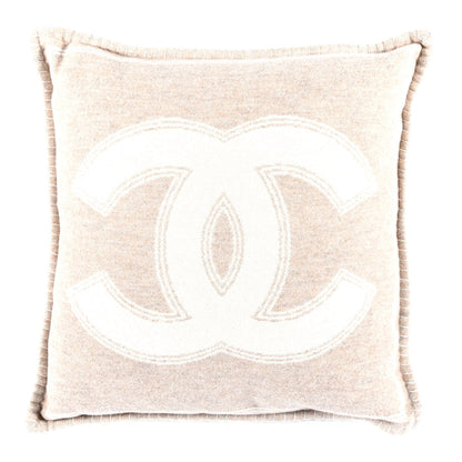 Chanel Merino Wool Cashmere CC Pillow Beige Off White 2 of 3